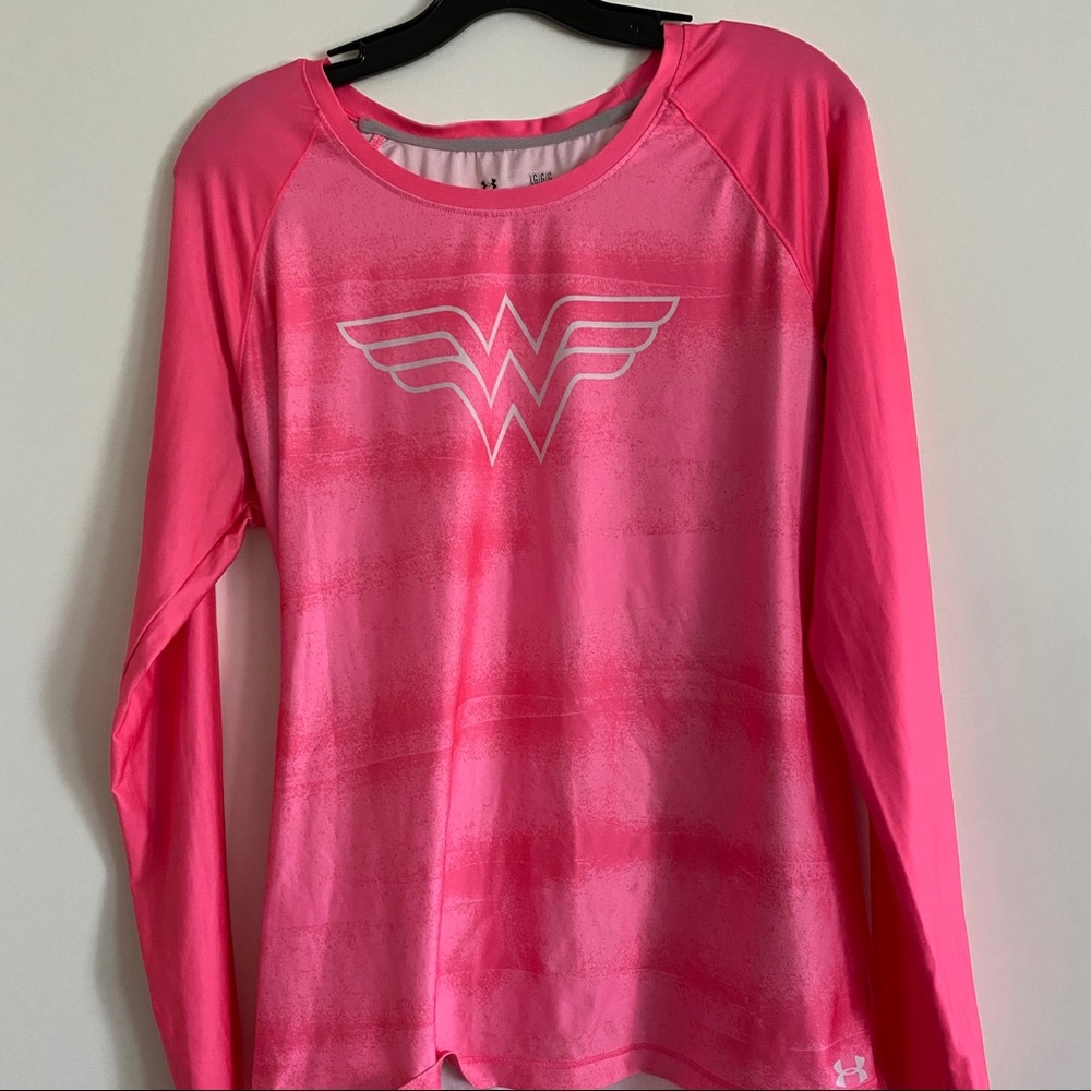 Large Pink Wonder Woman Athletic Long Sleeves Top